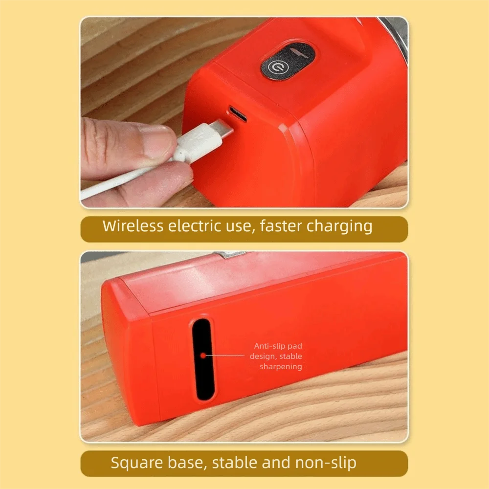 

Беспроводная электрическая точилка для резаков из АБС-пластика, грубый и тонкий перезаряжаемый точильный камень, быстрая полировка, бытовой точильный камень для резки
