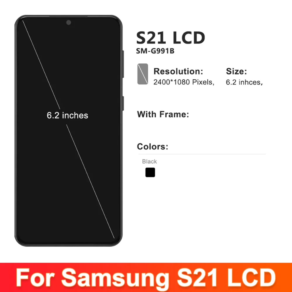 6.2'' For AMOLED For Samsung S21 5G LCD G990F G991F G991U Display touch screen Digitizer Assembly S21 Display With Frame