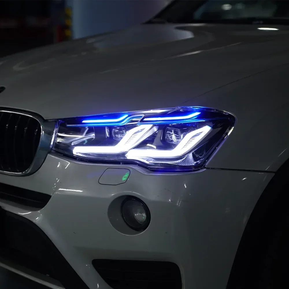 

Для BMW X3 F25 25i 28i 30i 2014-2017 светодиодные автомобильные фары в сборе, обновление, высококачественные динамические линзы проектора DRL, аксессуары