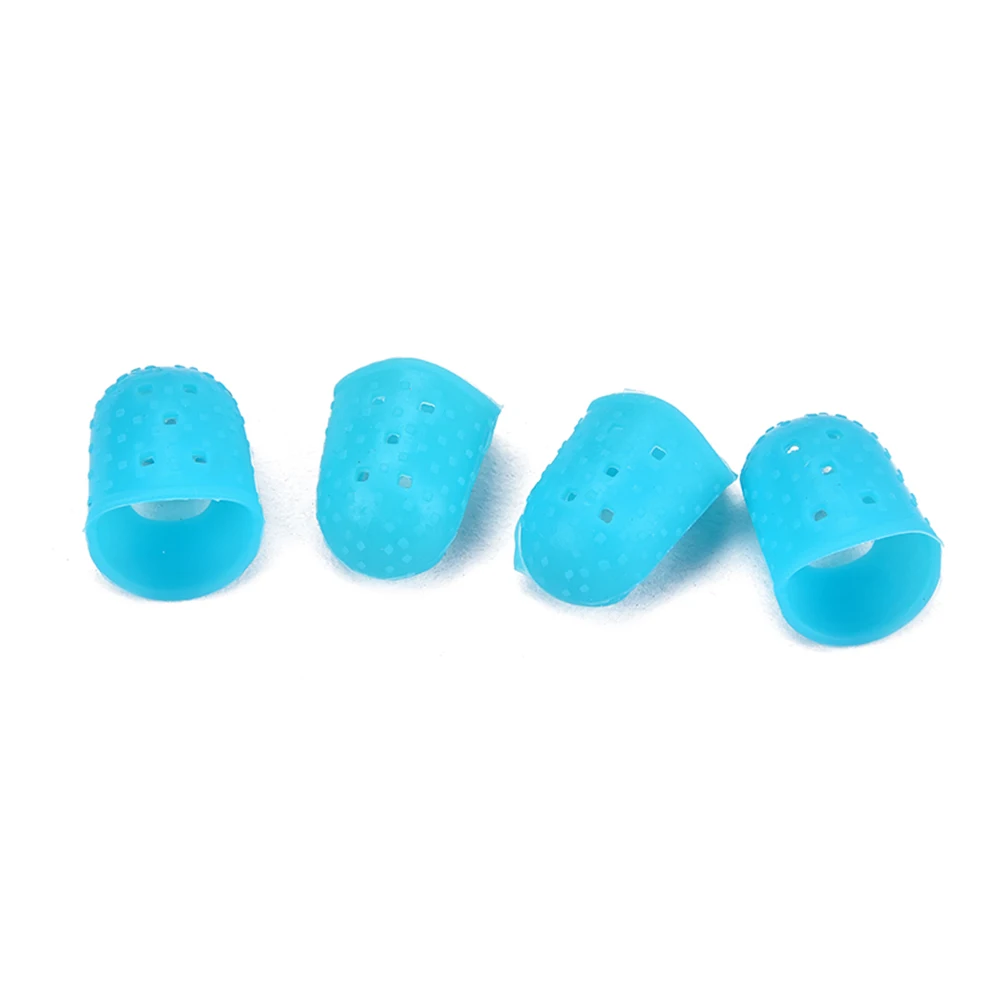 

4 Pcs Silicone Finger Cot Guitar Caps Covers Guards Thumb Fingertip Protectors Bass