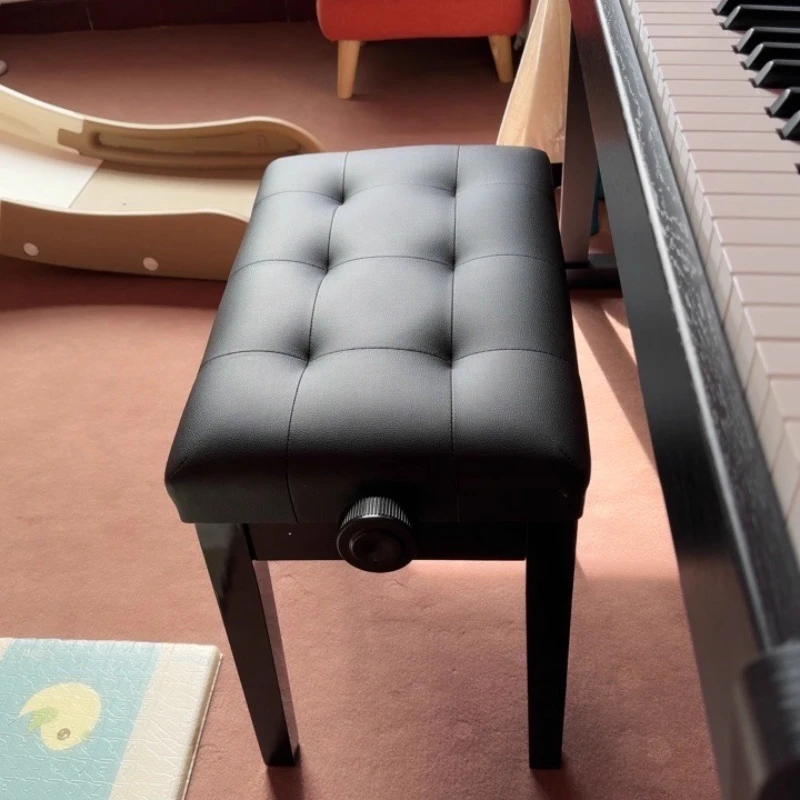 

Adjustable Piano Bench Stool Solid Wood Height-Adjustable Seat Ergonomic Padded Piano Chair Piano Stool