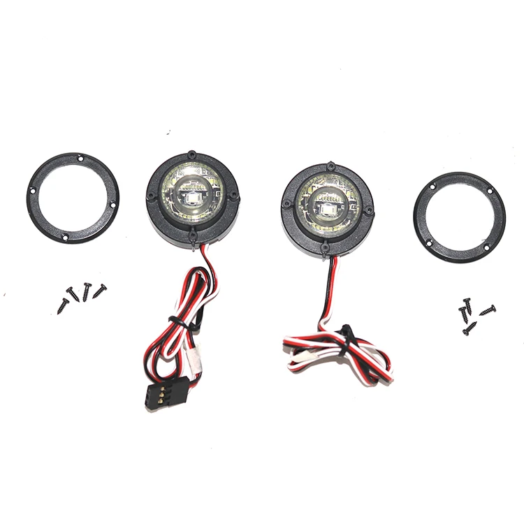 2Pcs 30mm LED Headlight Round Light Flowing Water Atmosphere Light for 1/10 RC Crawler Car TRX4 Defender AXIAL SCX10 RC4WD Parts