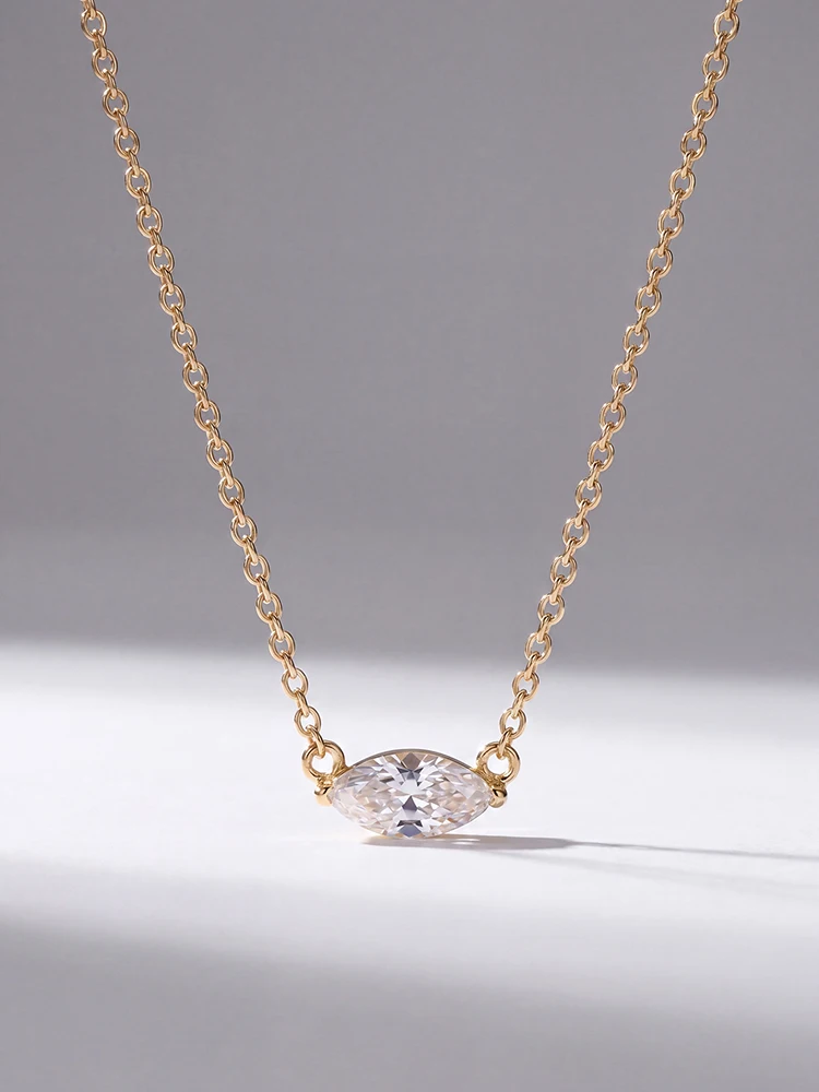 925 Sterling Silber Minimalismus Mode Marquise Zirkon Halskette für Frauen Verlobung Hochzeit Party Hochwertiger edler Schmuck – Detail 5