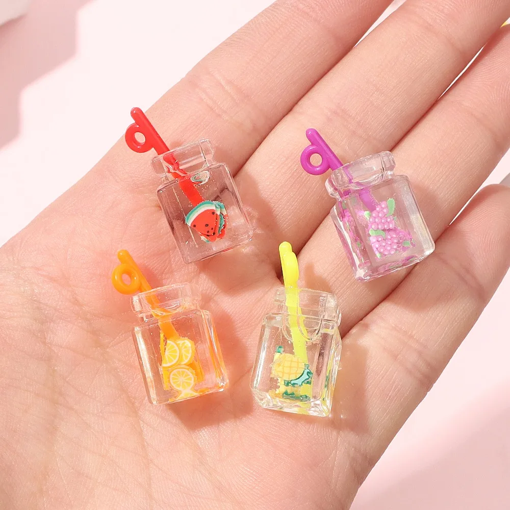 2/7/14pcs Multi-color Juice Bottle Shaped Pendant,DIY Bracelet Earrings, Valentine's Day Mother's Day Christmas Gift Accessories