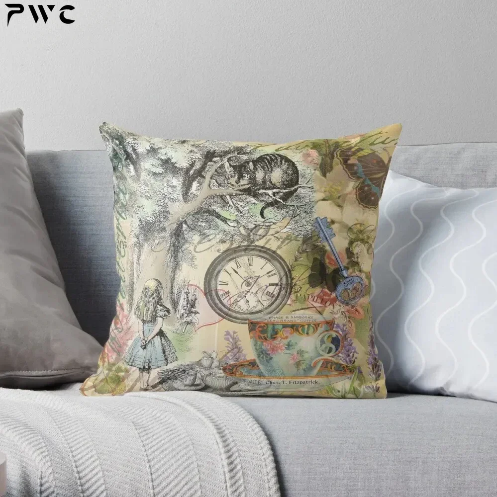 Cheshire Cat Alice in Wonderland  Throw Pillow Pillow Case Polyester Home Decora Pillowcases Throw Pillow Case kussensloop