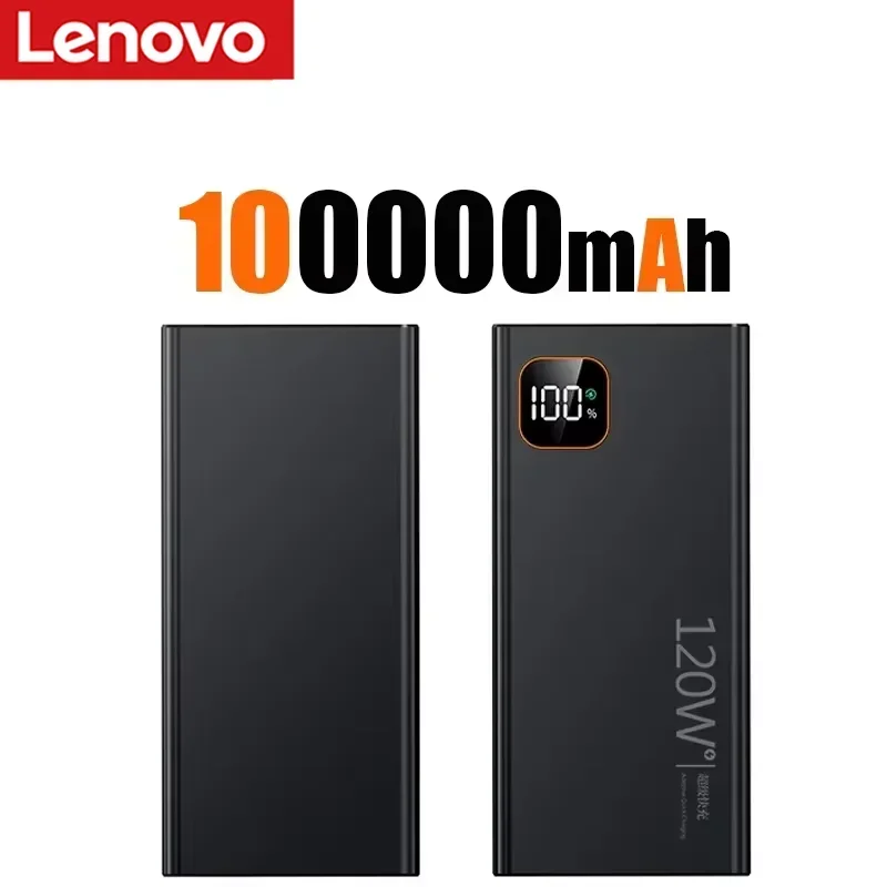 Lenovo 500000 mAh tragbare Powerbank 120 W, superschnelles Laden, große Kapazität, externes Batterieladegerät, Powerbank für Xiaomi iPhone