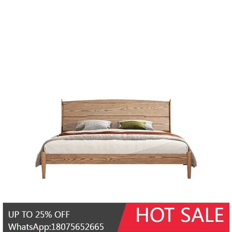

HLZ Vintage Solid Wood Bed Nordic Small Apartment Furniture Simple Modern 1.8m Master Bedroom Double Bed