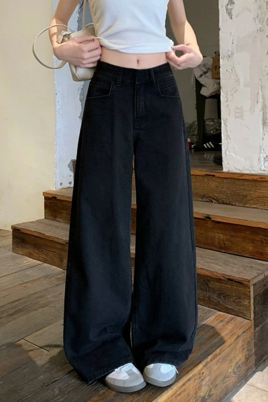 نمط جديد 100% من القطن الخالص الصيف رقيقة واسعة الساق السراويل للنساء عالية الخصر فضفاضة مستقيم الساق Sweatpants الرياضية غير رسمية