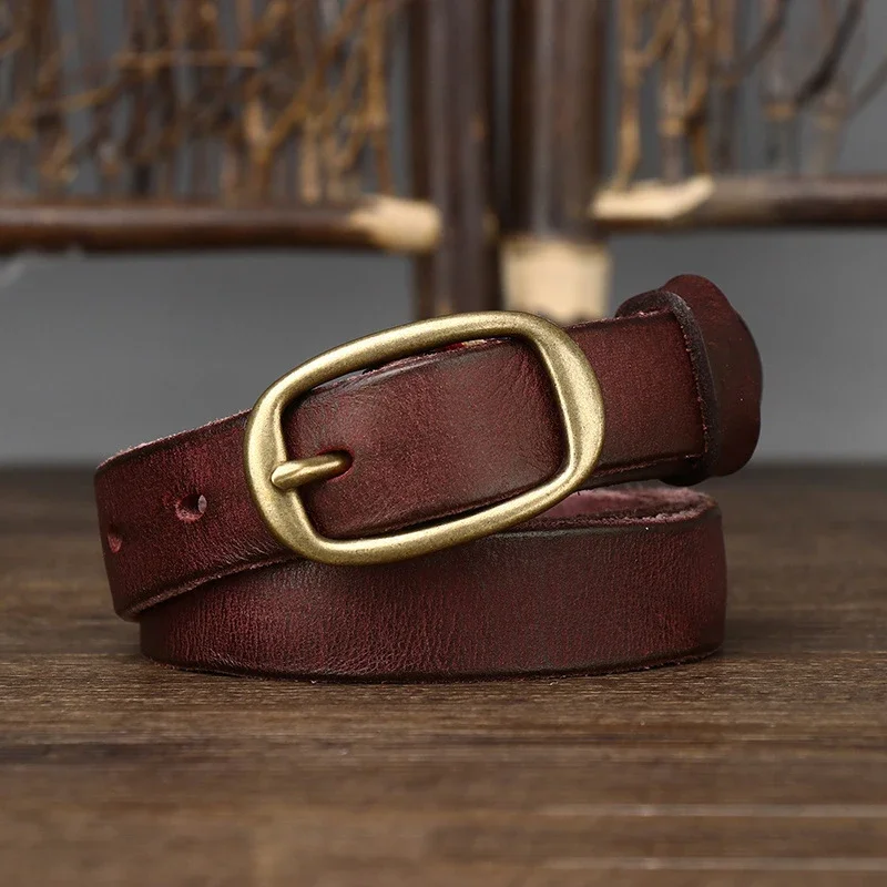 2.3cm Do Old Copper Buckle Width Women Cowskin Genuine Leather Belt For Female Strap Ladies Adjustable Belts Retro High Quality