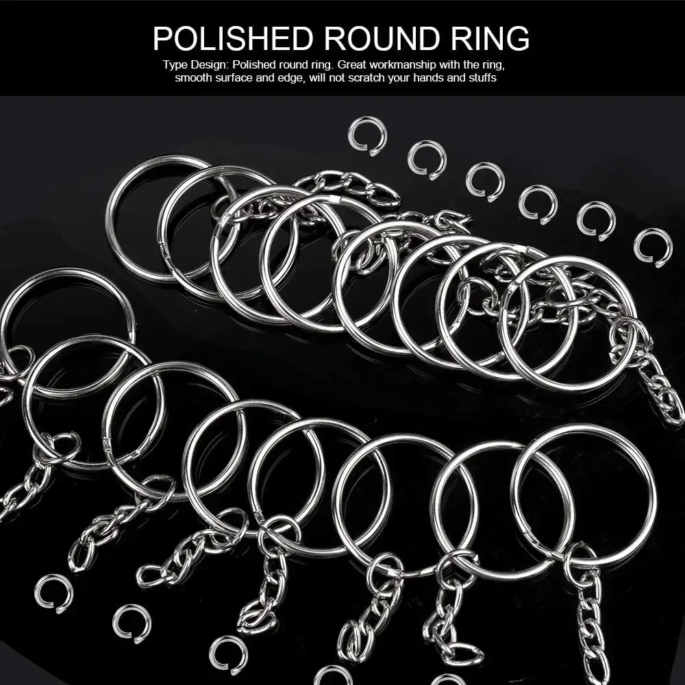 100/50pcs Metal Blank Keyring Keychain Split Rings Keyfob Key Rings Lobster Clasp KeyChain Key Pendant Ring Stainless Steel Ring