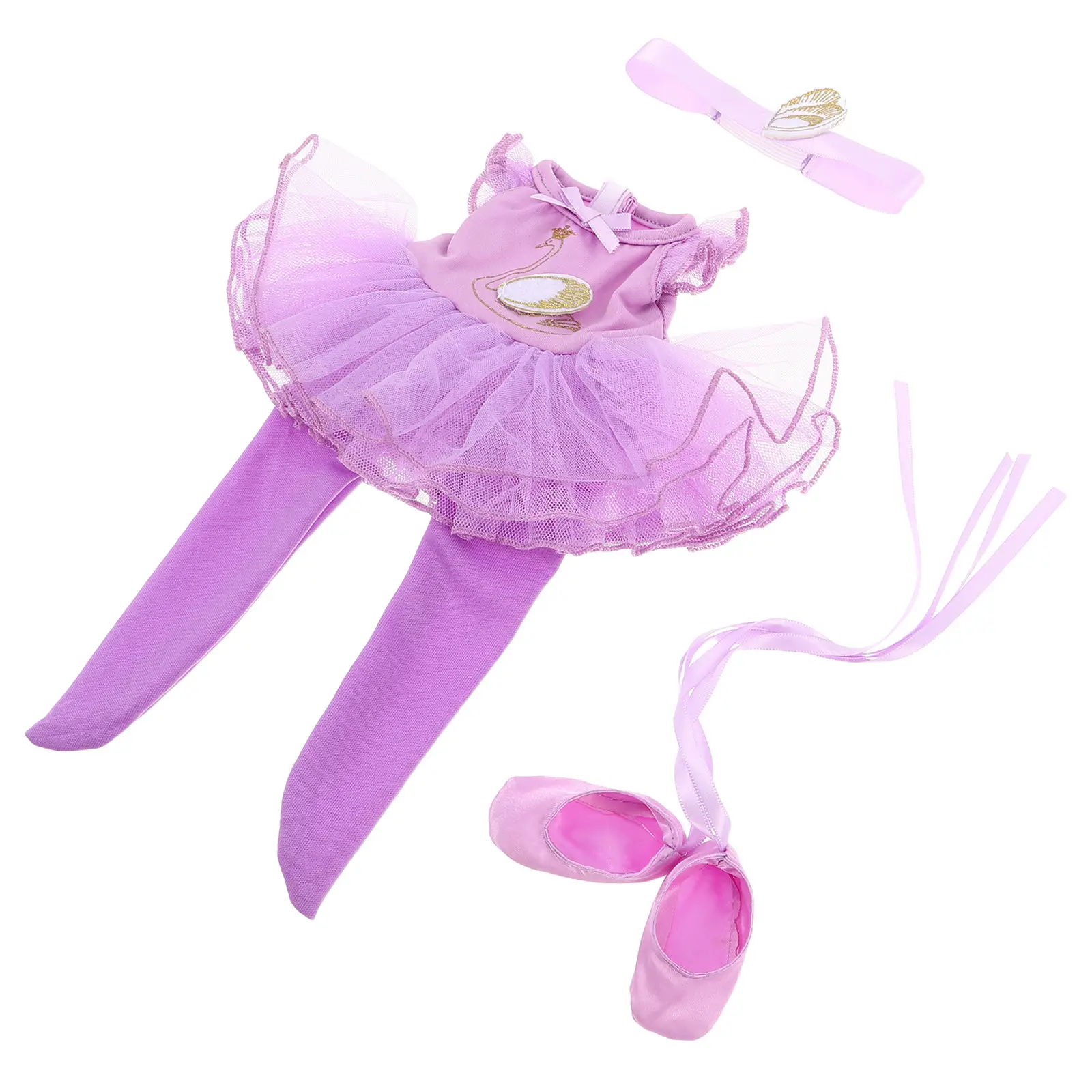 

1 комплект элегантного балетного костюма для 14-дюймовой куклы: платье-пачка балерины с подходящими туфлями и повязкой на голову, танцевальный комплект, наряд принцессы