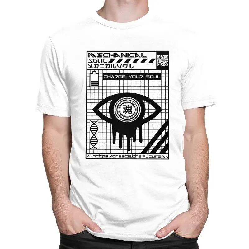 Custom Charge Your Soul Tshirt for Men Short Sleeves T Shirt Fashion Future Japanese Techwear T-shirt Slim Fit Pure Cotton Tees