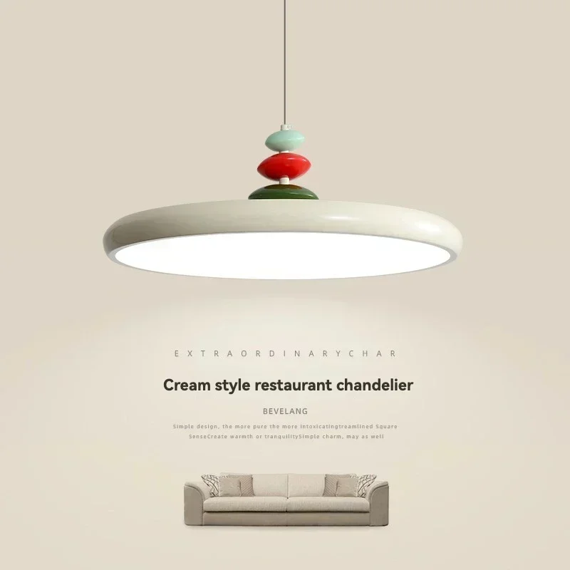 

Modern Minimalist Plate Round Chandelier Artpad Restaurant Pendant Light Creamy for Dining Table Home Premium Style Hanging Lamp