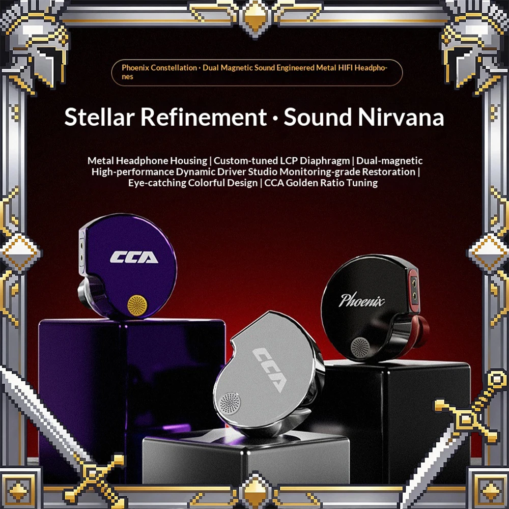 CCA Phoenix Wired Headset Double Magnetic High Performance Moving Coil Esports Headset Specially Tuned LCP Diaphragm For Gifts