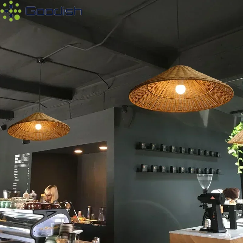 Rétro bohème naturel rotin osier Texture plafonnier tricoté à la main Art lumière pour salle à manger salon chambre décor à la maison lustre