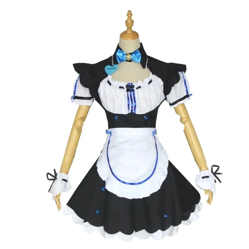 Anime Chocolate Vanilla Cos Lolita Dress Cute Cat Neko Cosplay Costume Maid Dress Halloween For Girls Women Costume Comic Outfit