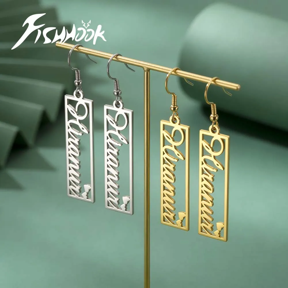 Custom Name Drop Big Statement Earring Personalized Customized Gift For Women Mother Gold Color Stainless Steel Jewelry