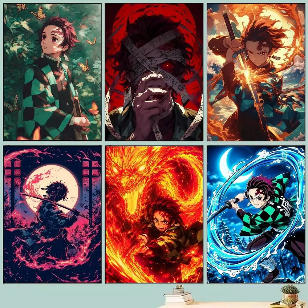Japanese samurai K-Kamado Tanjiro Posters Self Adhesive Waterproof Ideal For Living Room Bedroom Bar Decoration
