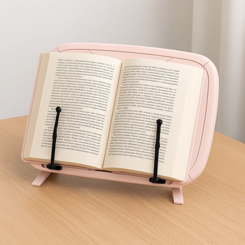 

Simple Adjustable Reading Book Stand Foldable Elastic Page Clips Book Holder Sturdy Ergonomic Desktop Riser Magazines