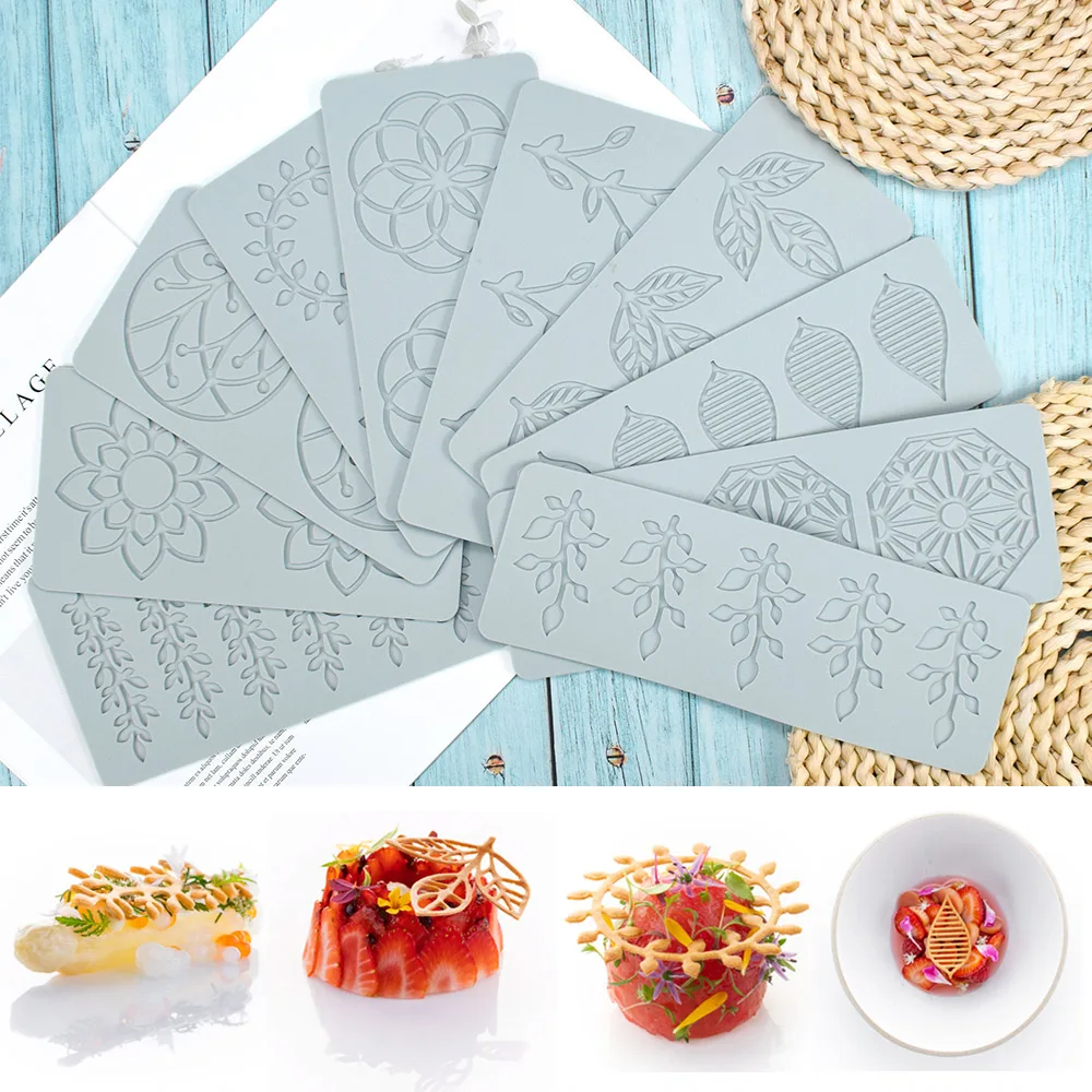 New Various Leaves Geometric Flower Silicone Lace Mat DIY Dessert Chocolate Mold Cake Decorating Tools kitchen Baking Mould