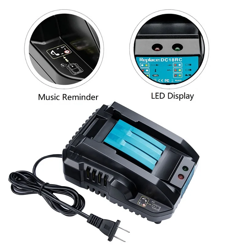 

3A/4A Battery Charger Adapter Single Charge Rapid Battery Charger Compatible for Makita 14.4V-18V Li-Ion Rechargeable Batteries