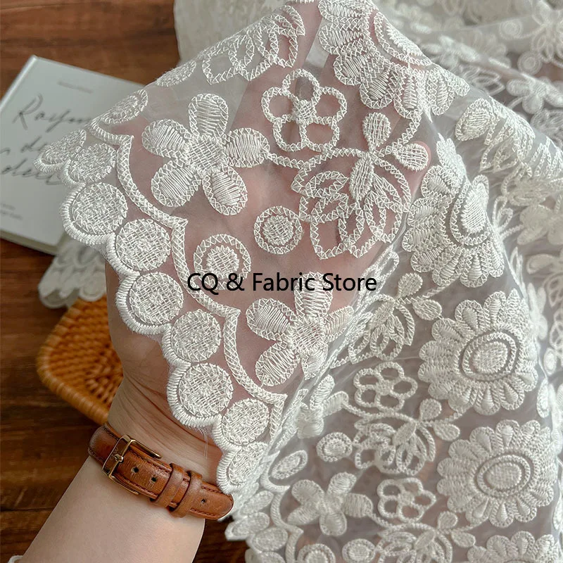 

Organza Embroidered Lace Fabric For Women's Clothing Dresses Skirt Diy Tablecloth Door Curtains Decorative Fabric