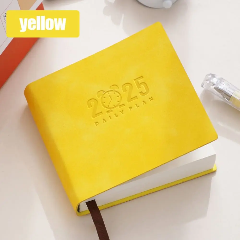 Portable Mini 2025 Notebook Time Management Efficiency Pocket Schedule Book Square PU Leather Daily Planner Office