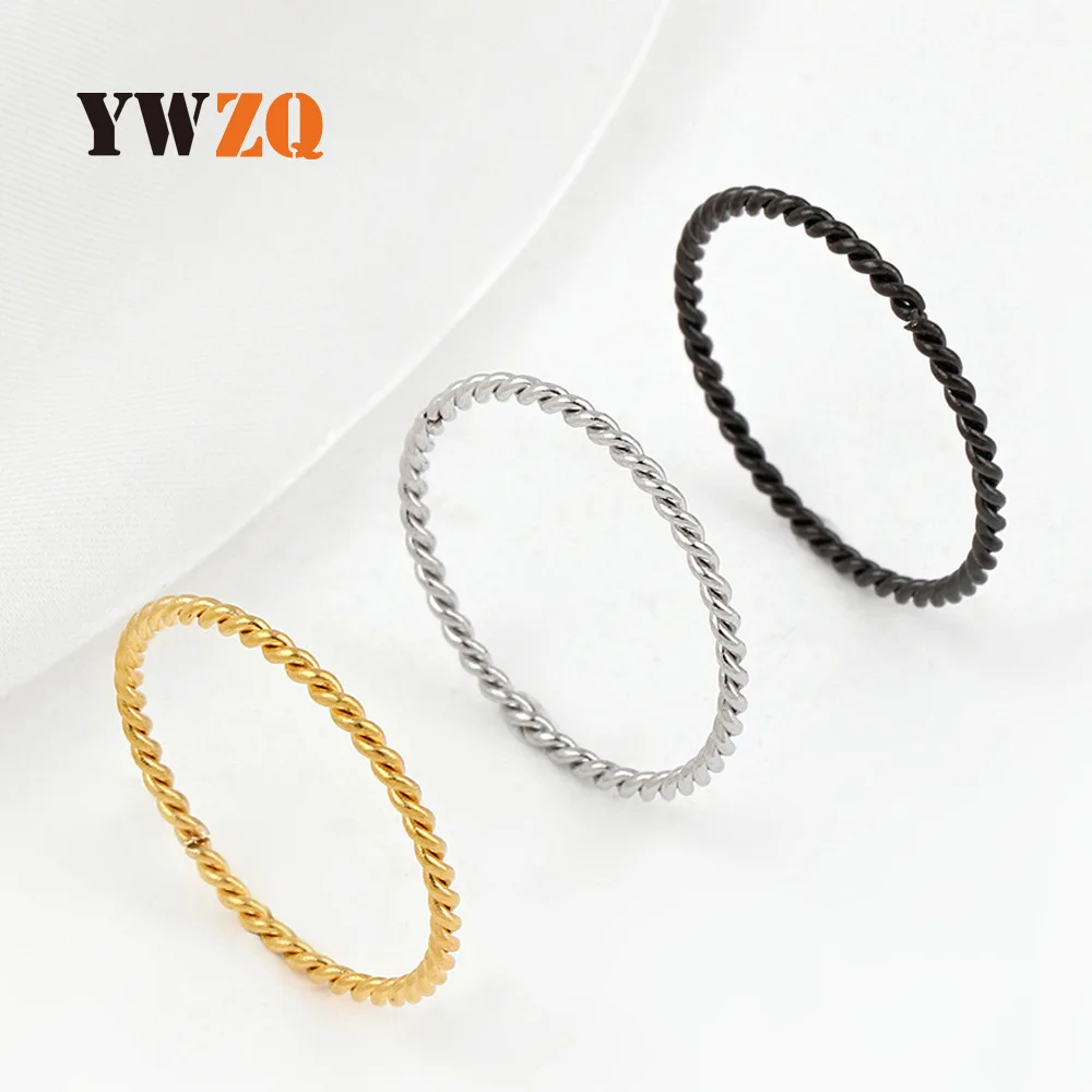 Cross-border Hot Stainless Steel Jewelry Simple Fashion Very Fine Plain Ring 1.5mm Twisted Twist Titanium Steel Ring Manufacture