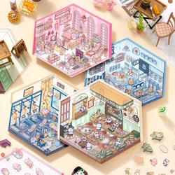 Large Size 3D Landscaping Stickers Miniature Scene DIY Cabin Scene Stacking and Pasting Hand Account Cute Gift for Kid Child