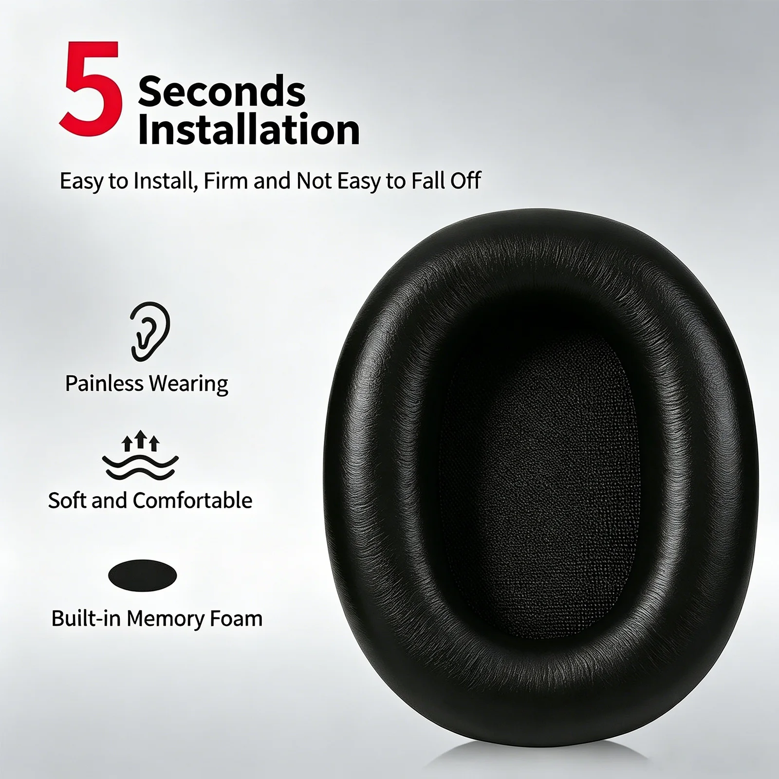 Replacement Ear Pads for Sony WH-1000XM6 Headphones Cushions with Locking Clips Soft Protein Leather Memory Foam Ear Covers