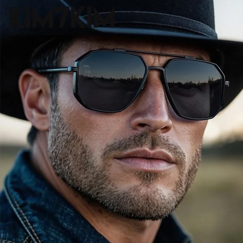 

Classic Square Steampunk Sunglasses Men 2025 Luxury Brand Vintage Punk Metal Frame Sun Glasses Double Beam Eyewear Shades UV400
