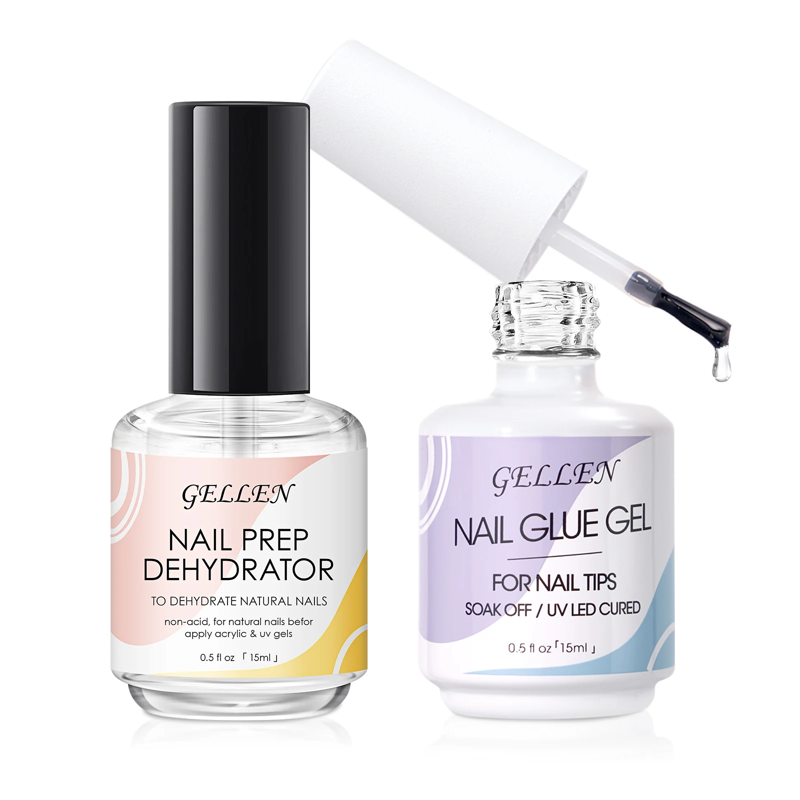 

Набор GELLEN: Дегидратор для ногтей 15 мл и клей для гелевых ногтей, для накладных типсов, прозрачный, для приклеивания, снимаемый, требуется УФ-лампа, сильный клей