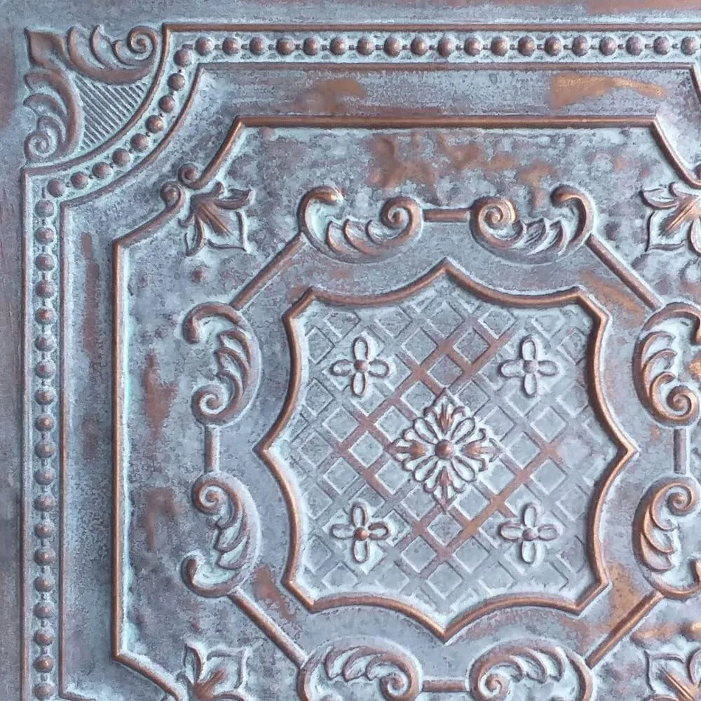 数時間でプレーンなものを美しくする DCT04 エリザベス様式シールド PVC 2フィート x 2フィート レイインまたは接着式天井タイル（カバー/40平方フィート）、耐候性