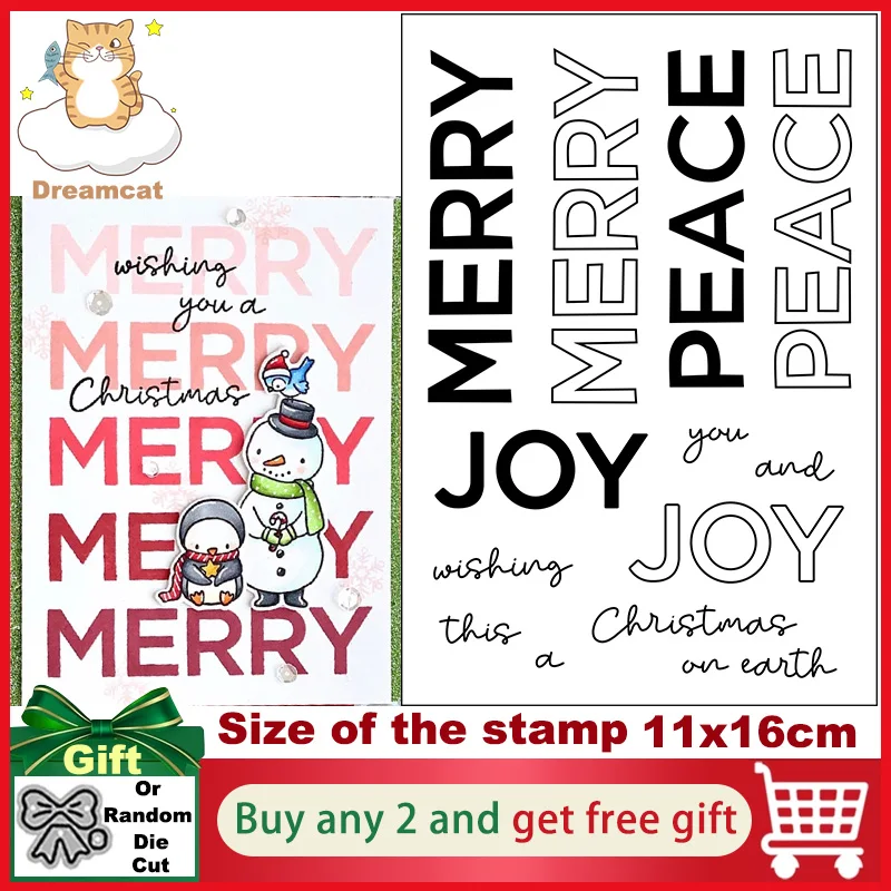 Merry Peace Joy Bold Holidays Clear Stamps for DIY Scrapbooking/Card Making/photo Album Decorative Silicone Seal Crafts New 2024