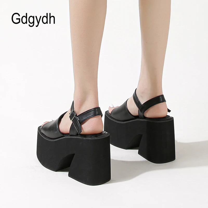 Gdgydh High Platform Sandals for Women Open Toe Ankle Buckle Punk Shoes Chunky Heels Stylish Slingback Heeled Sandals