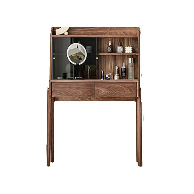 

Nordic all-solid wood dresser light luxury minimalist bedroom modern simple storage cabinet integrated against the wall makeup