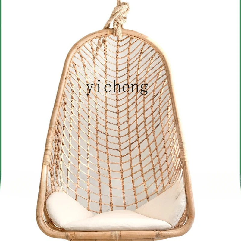 Zk New Chinese Style Real Rattan Casual Hanging Basket Balcony Swing Swing Real Rattan Hand-Woven