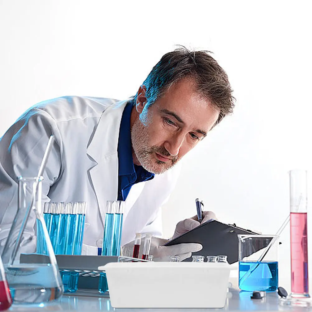 

4Pcs Laboratory Tray Plastic Rectangular Corrosion Resistant Organizer Spill Proof for Chemistry Teaching Lab Experiment