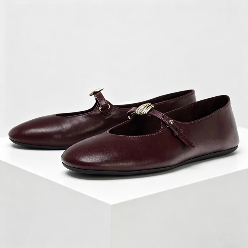 fashion-metal-detail-leather-ballet-flats-for-ladies-concise-round-toe-adjustable-buckle-strap-leisure-mary-janes-shoes-women
