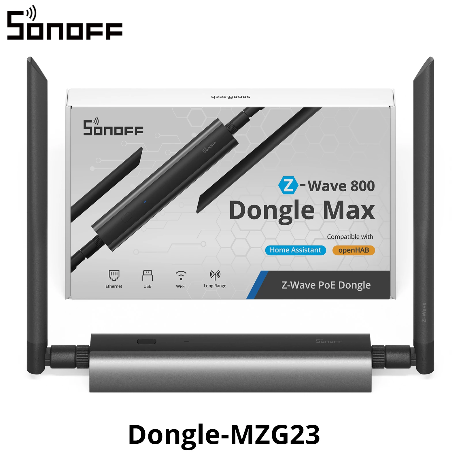 SONOFF Dongle-MZG23 Z-Wave 800 PoE Dongle Max EFR32ZG23 ESP32D0WDR2 Dual-Chip Ondersteunt Ethernet Wi-Fi USB Met Z-Wave Lange Bereik