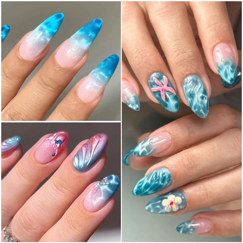 10/20 Stück Sommer-Ozeanwellen-Katzenaugen-Nagelmagnetperlen Glänzende Blumen-Marmor-Wasserwellen-Effekt-Magnetkugeln DIY-Maniküre-Werkzeuge – Detail 6