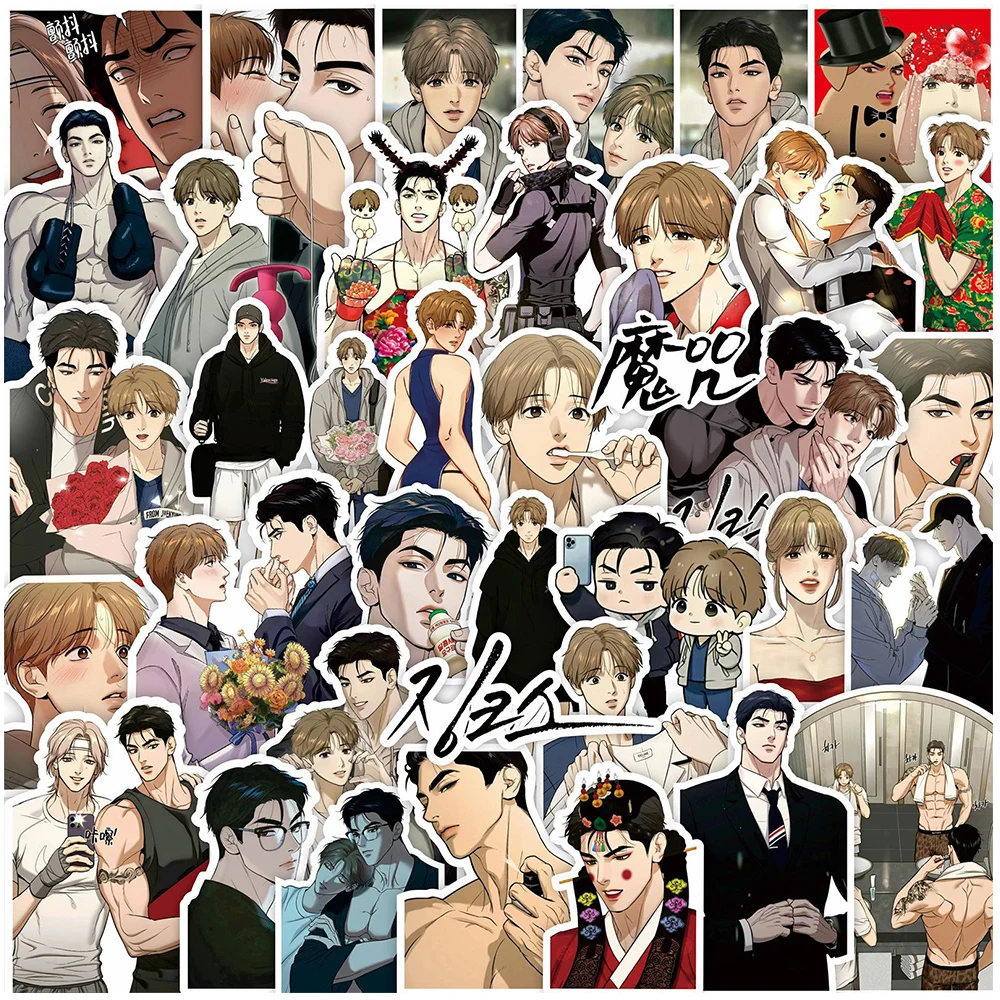 10/30/60pcs Korean BL Manwha Jinx Anime Stickers Aesthetic Cool Cartoon Decoration Sticker Wholesale Boys Lover Gift Decals Toys