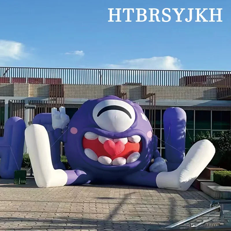 Aufblasbares Monster mit lächelndem Gesicht, kreatives Luftmodell, mit Gebläse, Outdoor-Quadrat und Dekoration für Einkaufszentrenaktivitäten