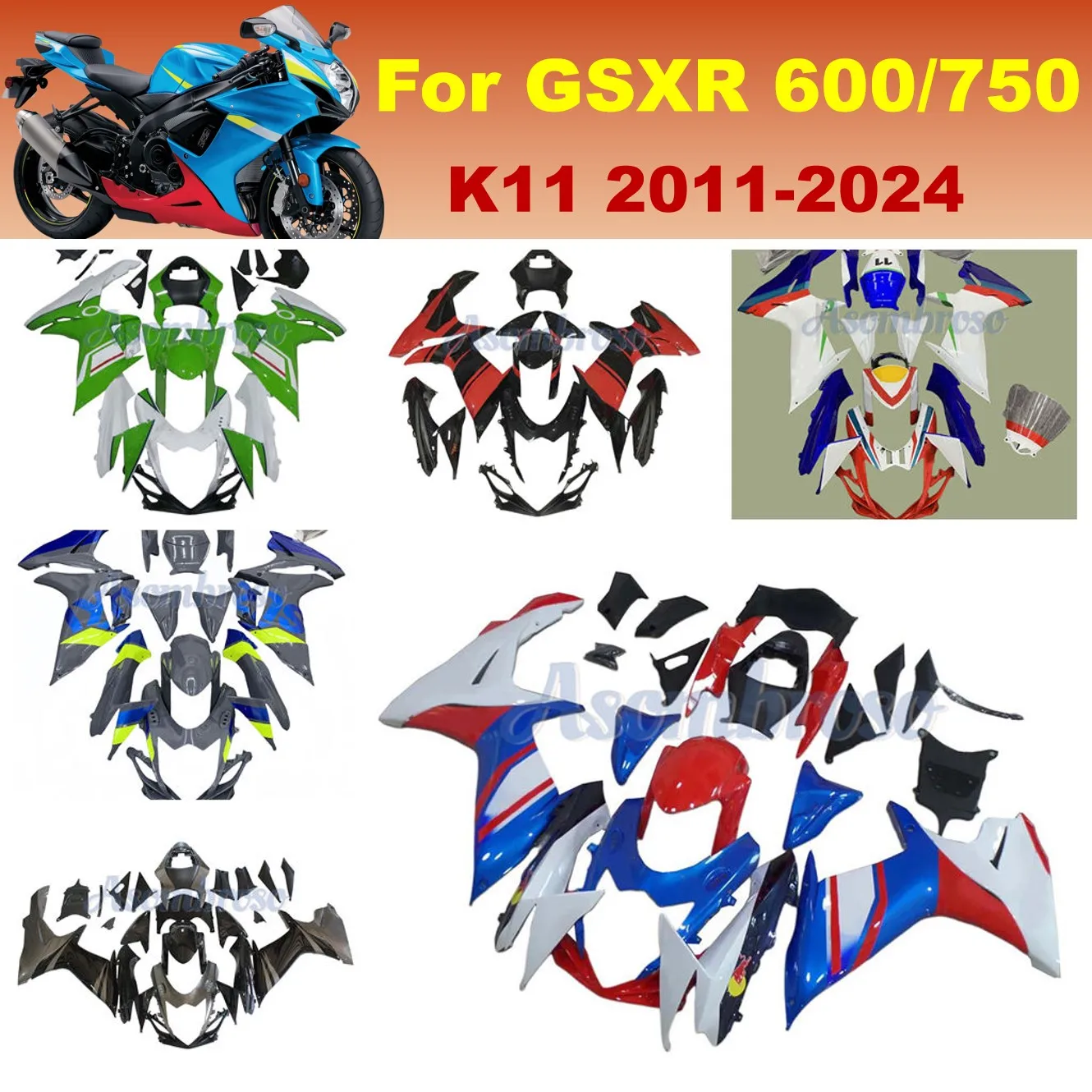 Quality Motorcycle Injection Fairing kit fit for GSXR600 2011 2024 12 13 14 15 16 17 18 19 20 21 22 2023 GSXR 600 750