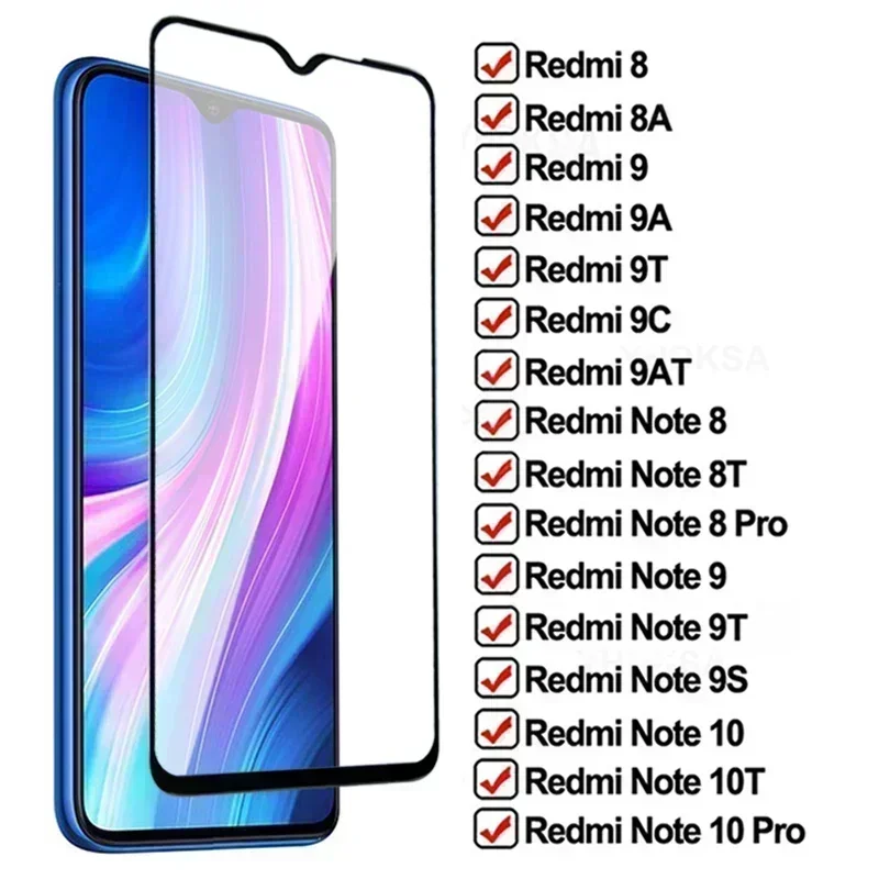 

100D Protection Glass For Xiaomi Redmi 8 8A 9A 9AT 9C NFC Tempered Screen Protector Redmi Note 8 9 10 Pro 8T 9T 10T 9S 10S Glass