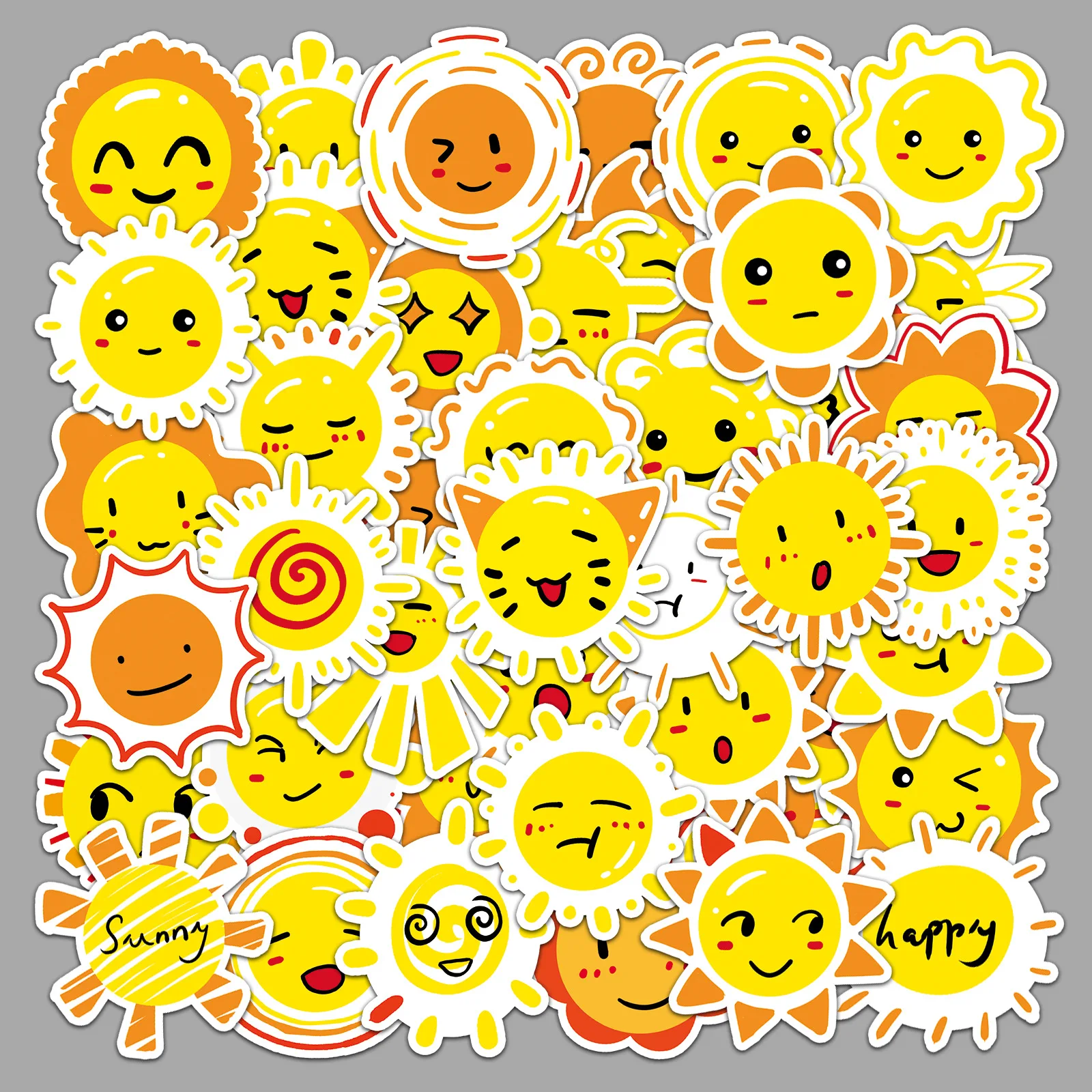 

10/30/50Pcs Sun Graffiti Stickers Personalized Cartoon Cute Decorative Stickers DIY Guitar Phone Water Cup Waterproof Stickers