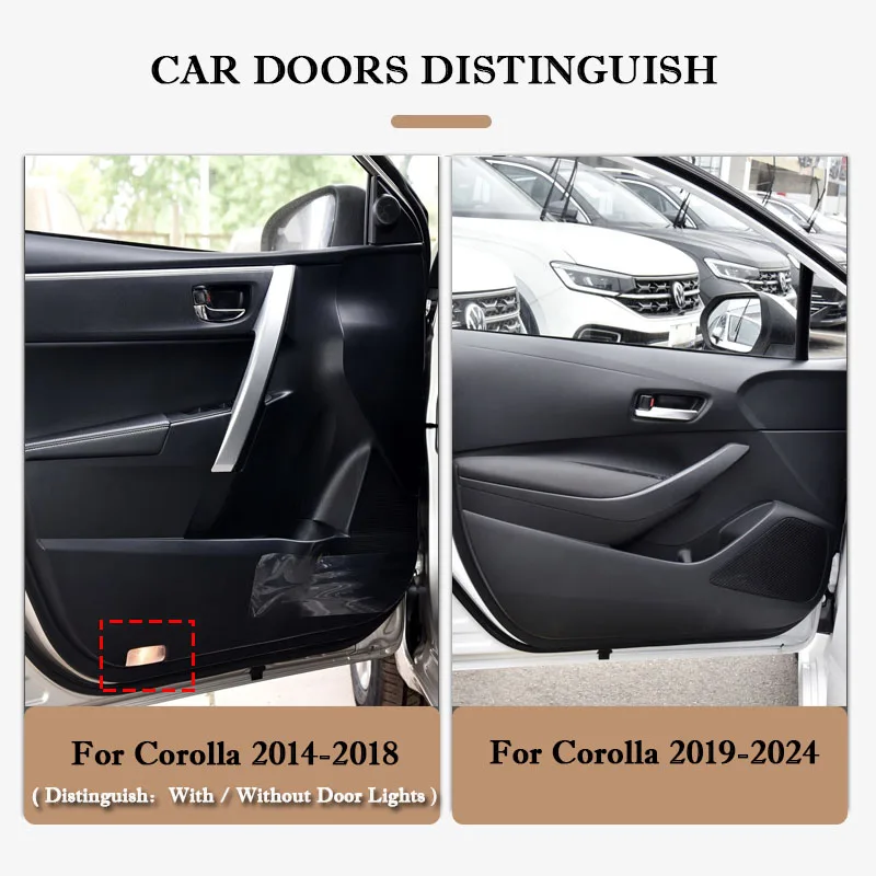 4PCS Carbon Fiber Texture Door Anti-dirty Anti-kick Pad Cover Sticker for Toyota Corolla 2014 - 2022 2023 2024 Accessories