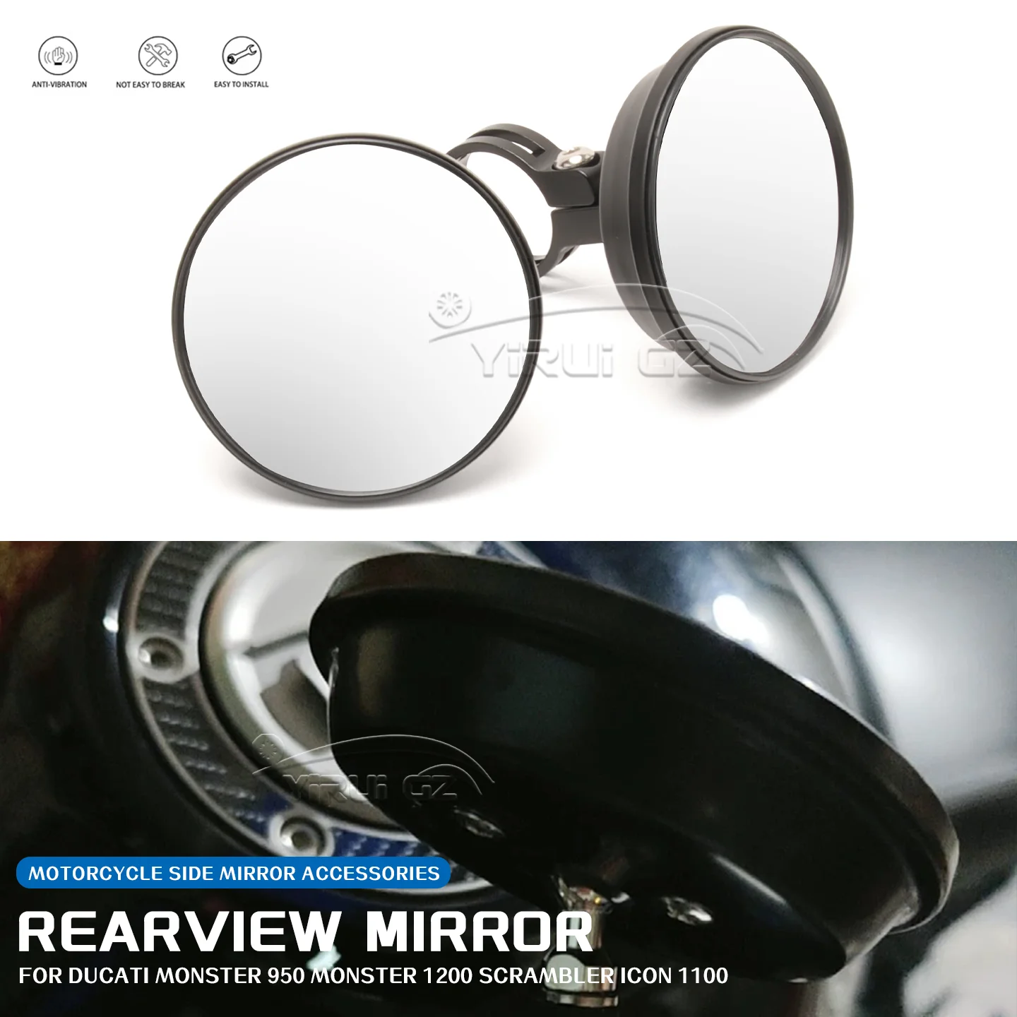 

Вспомогательный ретровизор для слепых зон для мотоцикла Espelhos de grande angularpara для Ducati Monster 950 Monster 1200, значок Scrambler 1100