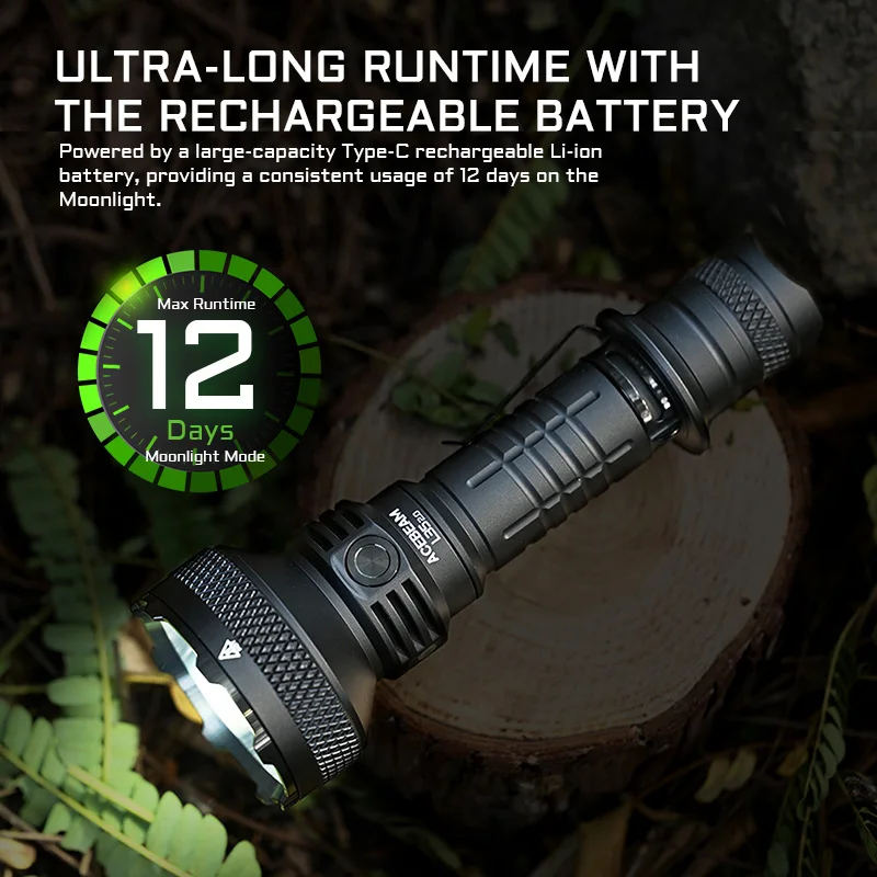 ACEBEAM L35 2.0 Tactical Flashlight 5000LM Super Bright 650M Long Range XHP70.3 HI LED Flashlights with Dual Switch