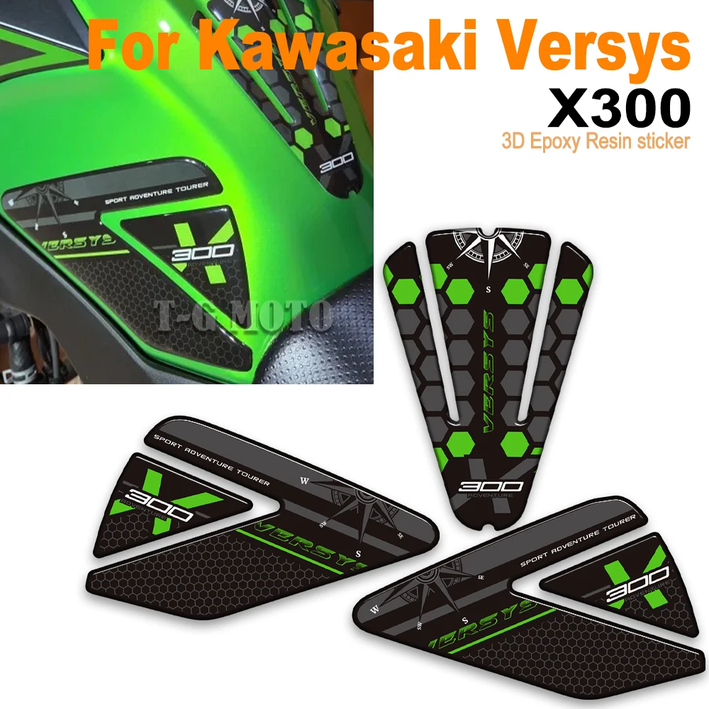 

3D Anti-Slip Knee Grips For Kawasaki Versys-X 300 Versys X300 Adventure Touring Motorcycle Fuel Tank Protection Pads Stickers